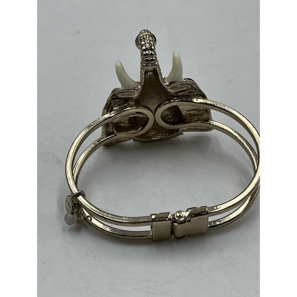 Betsey Johnson Pink Crystals Trunk Up Good Luck Elephant Bangle Hinged  Bracelet - Picture 9 of 13